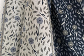 Japanese Fabric Yarn Dyed Woven Jacquard Sweet Floral - navy blue - 50cm